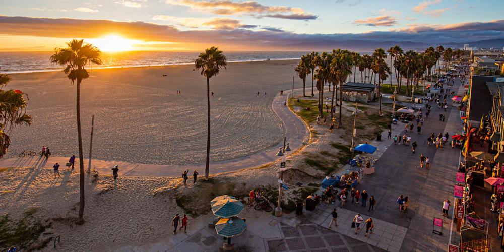 Venice Beach at sunset in Los Angeles